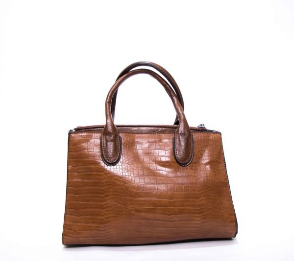 Sac à main " Silvia Rosa " effet cro,;co à triple compartiments - Marron – Image 11