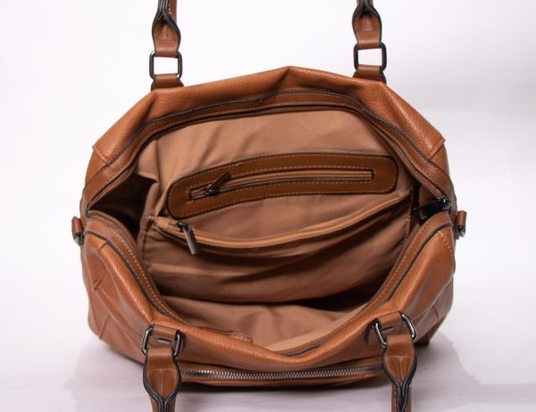 Sac caba / À main " Maria C. " avec poche à l'avant - Marron – Image 5