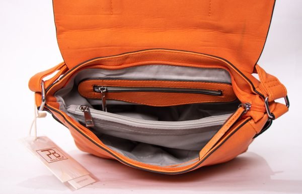 Sac bandoulière " Paola Bags " effet vintage - Orange – Image 6