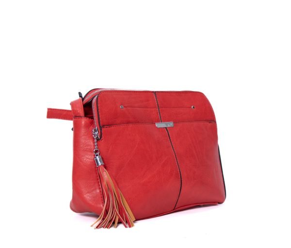 sac bandoulière " Erick Style " à triple compartiments - Rouge – Image 3
