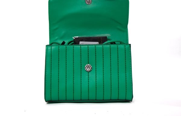 Petit sac bandoulière " Erick Style " avec deux bandes décoratives - Vert – Image 5