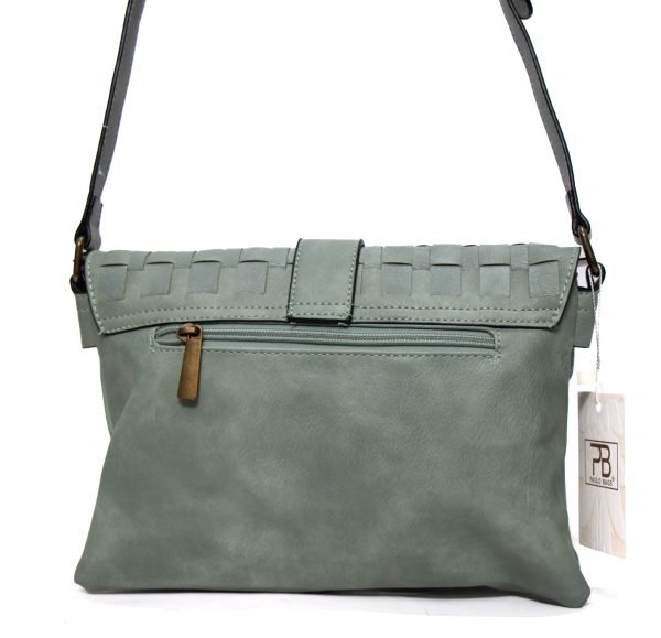Sac bandoulière " Paolo Bags " moyenne taille à triple compartiments  - Vert pastel – Image 3