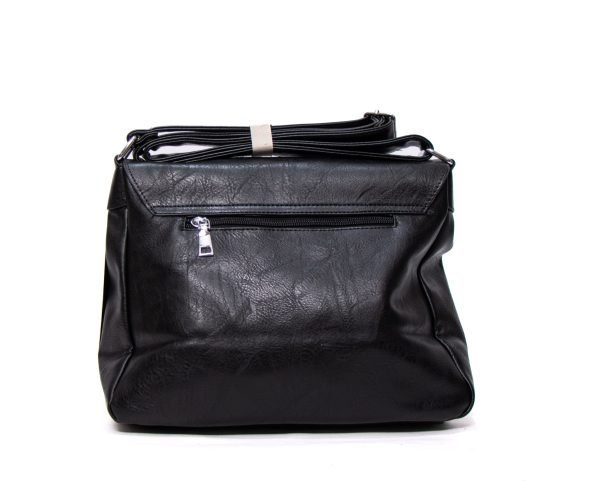 Sac bandoulière " AMALIA " effet vintage - Noir finitions marron – Image 6