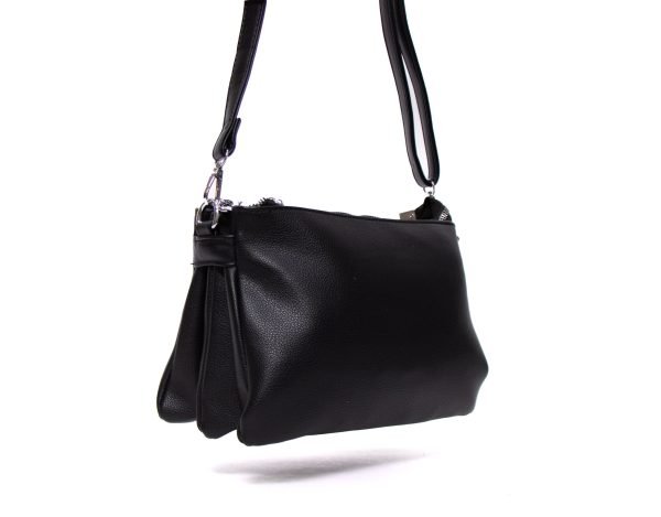 Sac bandoulière "Amalia" à triple compartiments (moyenne taille) - Noir – Image 2