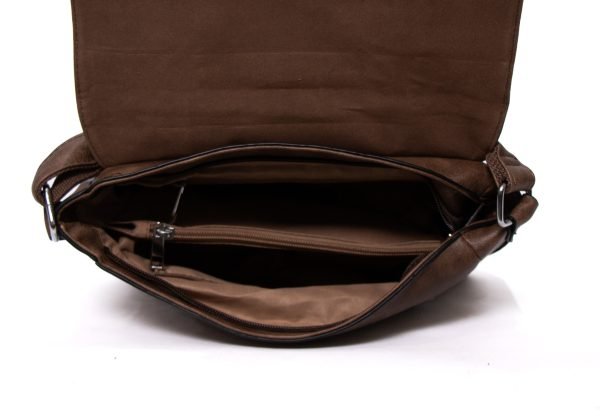 Sac bandoulière " Paola Bags "  à triple compartiments avec deux ouvertures décoratives - Marron coffee – Image 6