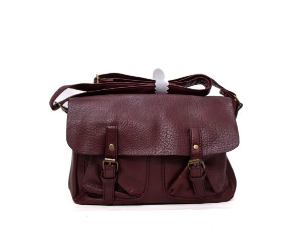 Sac bandoulière moyenne taille " Sara Fashion Bags "  à triple compartiments internes -  Bordeaux – Image 3