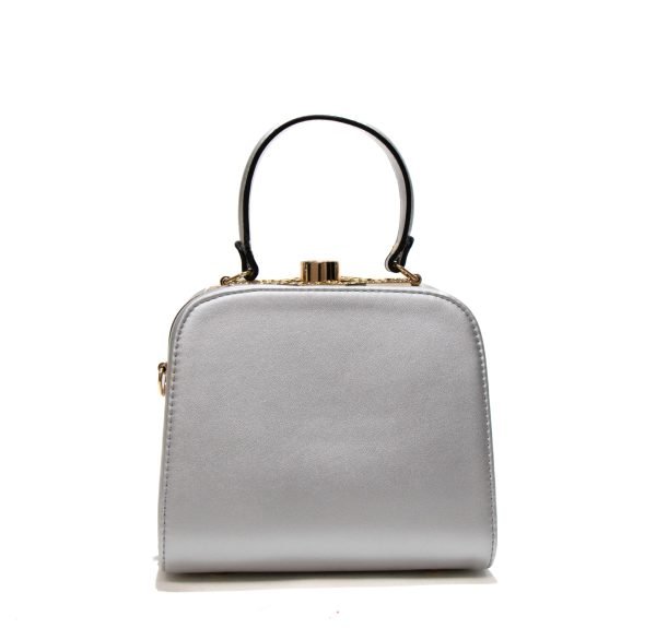 Petit sac à main carré " HERBOSA " avec motifs en haut du sac - Argent – Image 7