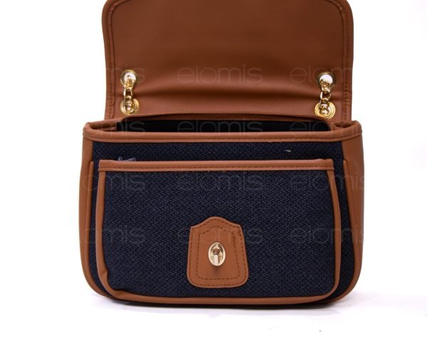 Sac bandoulière raphia "Fashion Bag"  avec finitions en marron  - Noir – Image 6