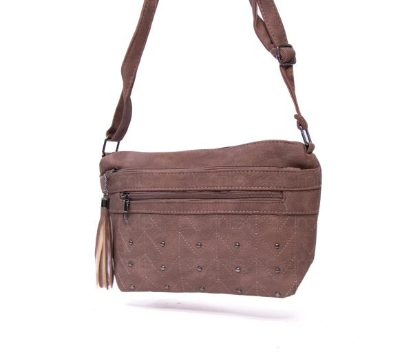 Sac bandoulière à 4 compartiments avec perles décoratives - Argile – Image 2