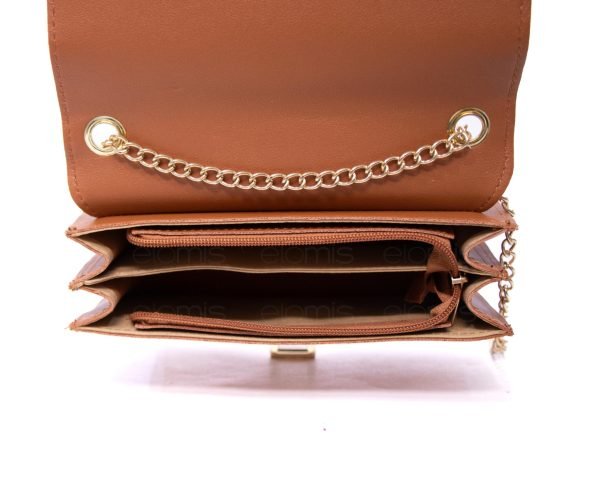 Petit sac bandoulière effet cr,;oco à double compartiments - Marron – Image 4