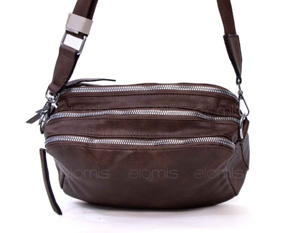 Sac bandoulière "Paolo Bgas" à triple compartiments (moyenne taille) - Marron foncé – Image 6