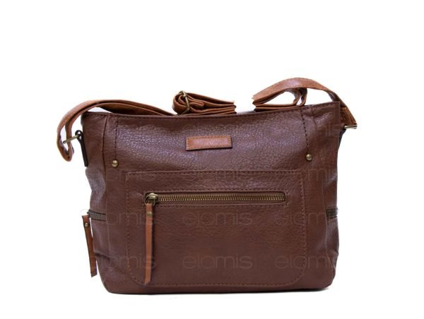 Sac bandoulière " Sara Fashion " à 4 compartiments externes - Marron foncé – Image 4