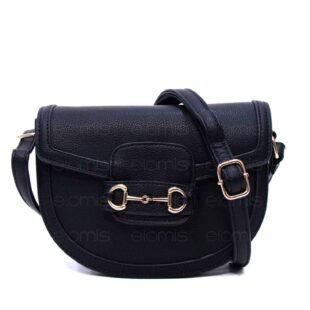 Petit sac bandoulière " OUDANNU " effet arrondi avec boucle décorative - Noir